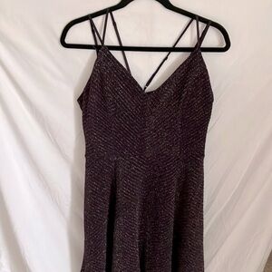 Emerald Sundae: Plum Sparkle- adjustable spaghetti straps, padded cup dress- 11